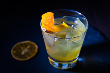 Refreshing Ice Cocktail. Fresh cocktail with orange and ice