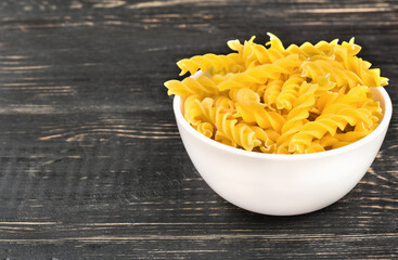 Pasta fusilli in a bowl
