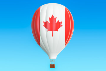 Hot air balloon with Canada flag, 3D rendering