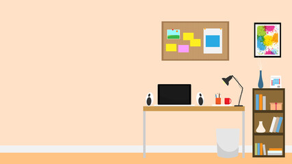 Interior room office notebook vector background flat design