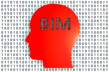 BIM in the form of binary code, 3D illustration