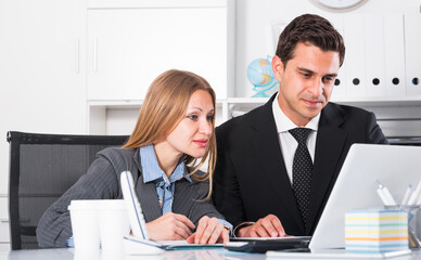 Business team working with computer