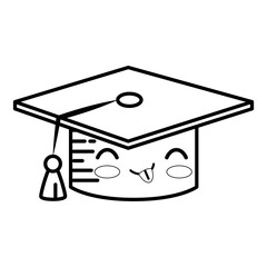 graduation cap cartoon smiley vector icon illustration graphic design