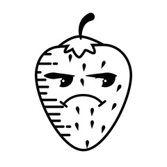 strawberry cartoon smiley fruit vector icon illustration graphic design