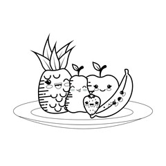 fruits cartoon smiley vector icon illustration graphic design