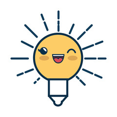 light bulb cartoon smiley vector icon illustration graphic design