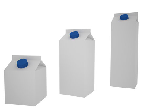 Three different isolated carton box with Screw Cap Mock-up