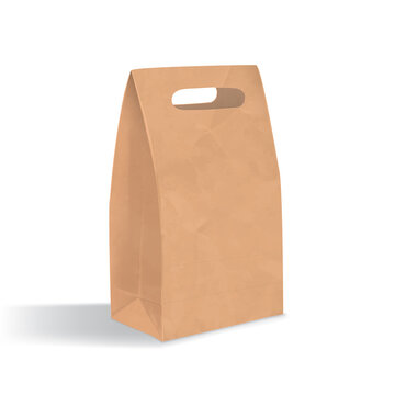 Empty brown paper bag with handles holes