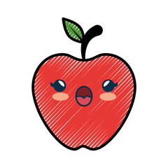 apple fruit cartoon smiley vector icon illustration graphic design