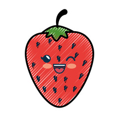 strawberry cartoon smiley fruit vector icon illustration graphic design
