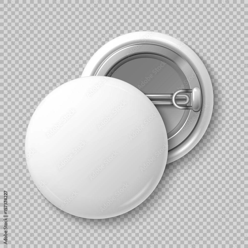 Poster white blank badging round button badge isolated vector template