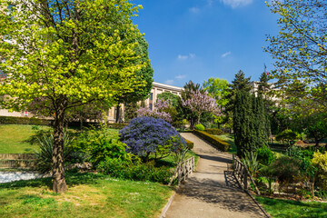 Beautiful park Trocadero in Paris. 