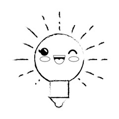 light bulb cartoon smiley vector icon illustration graphic design