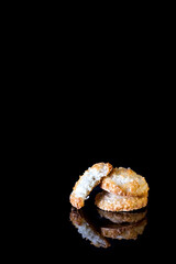 Cookies on a black background.
