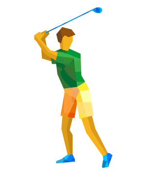 Golf player with green and yellow patterns
