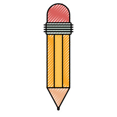 colored crayon silhouette of pencil with eraser vector illustration
