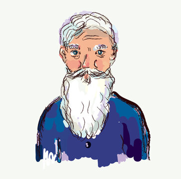 Bearded old man  illustration