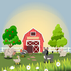happy and cheerful farm animals