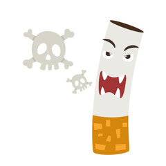 Cigarette with a smoke formed skull dead illustration