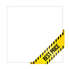 Yellow caution tape with words 'Best Price'