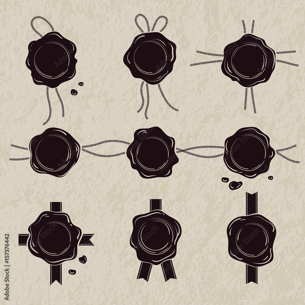 Canvas Prints monochrome set of wax seals. vector illustrations isolate on white background