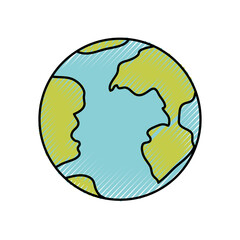 colored crayon silhouette of earth globe icon vector illustration