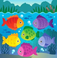 Naklejka na ściany i meble Stylized fishes theme image 9