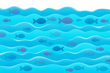 Fototapeta premium Water and fish silhouettes image 1