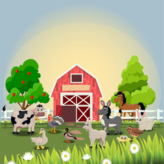 happy and cheerful farm animals