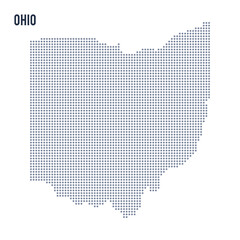 Vector dotted map State of Ohio isolated on white background .