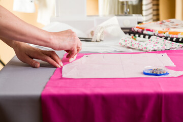 Sewing workshop. Preparing the sewing blanket.