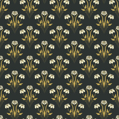 Vector damask vintage seamless pattern background.