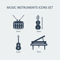 Music instruments icons set. Vector © ganolmc