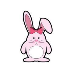 bunny ribbon animal vector icon illustration graphic design