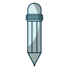 blue shading silhouette of pencil with eraser vector illustration