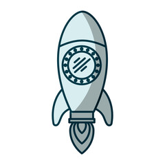 blue shading silhouette of space rocket vector illustration
