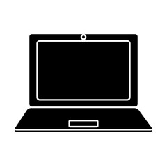 Laptop computer icon over white background. vector illustration