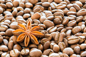 Coffee beans with anise.
