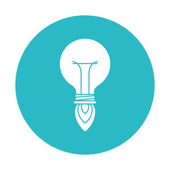 circle light blue with bulb light in shape of rocket vector illustration