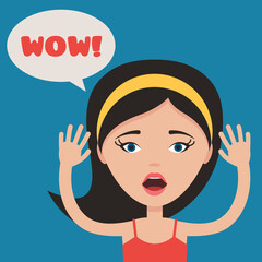 Surprised woman with speech bubble