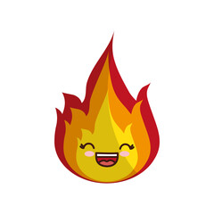 kawaii fire flame icon over white background. vector illustration