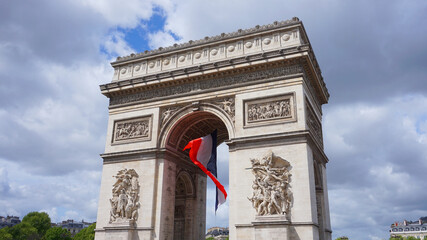 Photo of Arc de Triomphe on a cloudy spring morning, Paris, France