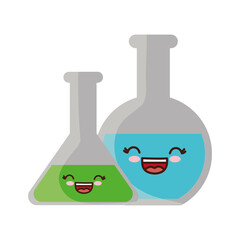 kawaii chemical flasks icon over white background. vector illustration