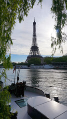 Photo of Eiffel Tower on a spring cloudy morning, Paris, France