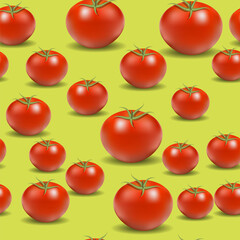 Fresh Red Tomato Pattern on Yellow Background