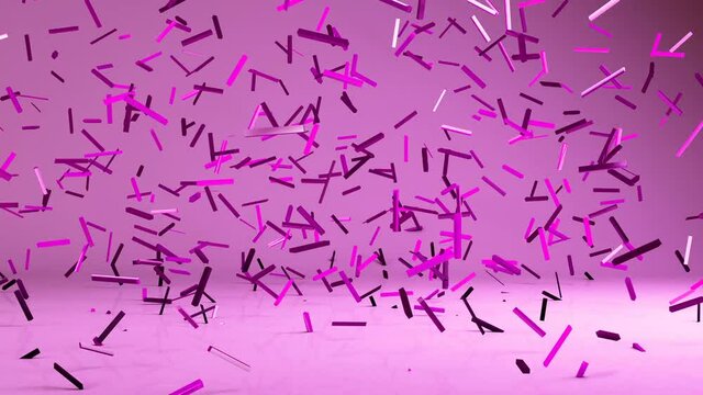 Flying 3d confetty or abstract pieces motion background