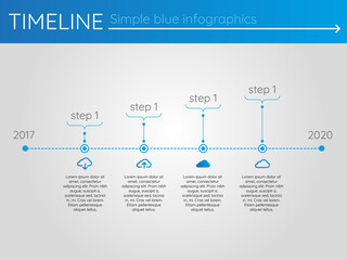 Simple blue timeline 3, infographics vector
