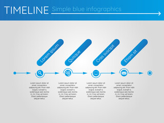 Simple blue timeline 4, infographics vector
