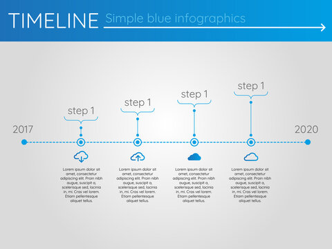 Simple blue timeline 3, infographics vector
