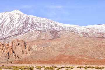Snow covered mount teide